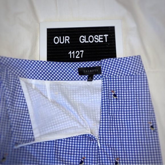 TALBOTS Gingham, Parrot Embroidery A-Line Skirt, 1127 - Picture 7 of 7